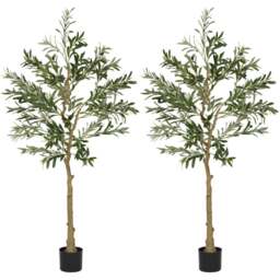 HOMCOM Silk Olive Tree Artificial Plant Pot 150cm 2 Pack - Size: 19 x 19 x 110cm - Green - Wilko - thumbnail 1