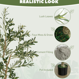 HOMCOM Silk Olive Tree Artificial Plant Pot 150cm 2 Pack - Size: 19 x 19 x 110cm - Green - Wilko - thumbnail 5