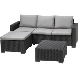 Keter California 4 Seater Grey and Black Chaise Longue Set - Wilko - thumbnail 3