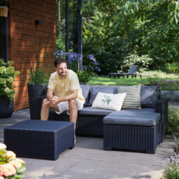 Keter California 4 Seater Grey and Black Chaise Longue Set - Wilko - thumbnail 4