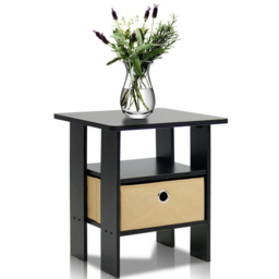 Walplus Andrey Single Drawer Single Shelf Espresso and Brown End Table - Size: 44.45 x 39.62 x 39.62cm - Wilko - thumbnail 4
