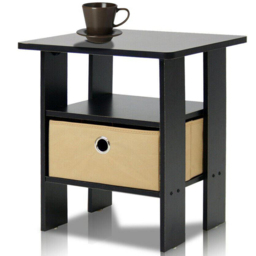 Walplus Andrey Single Drawer Single Shelf Espresso and Brown End Table - Size: 44.45 x 39.62 x 39.62cm - Wilko - thumbnail 5
