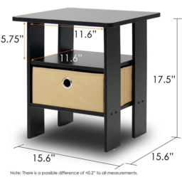 Walplus Andrey Single Drawer Single Shelf Espresso and Brown End Table - Size: 44.45 x 39.62 x 39.62cm - Wilko - thumbnail 7