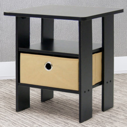 Walplus Andrey Single Drawer Single Shelf Espresso and Brown End Table - Size: 44.45 x 39.62 x 39.62cm - Wilko