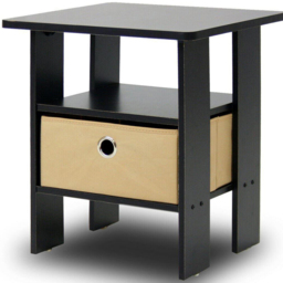 Walplus Andrey Single Drawer Single Shelf Espresso and Brown End Table - Size: 44.45 x 39.62 x 39.62cm - Wilko - thumbnail 3