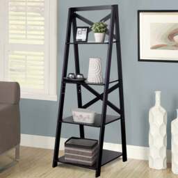 Costway 4 Shelf Black Wooden Ladder Bookcase - Size: 88.9 x 61 x 10.16cm - Wilko - thumbnail 1