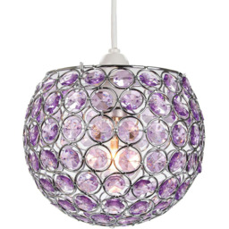 Happy Homewares Modern Round Globe Small Purple Acrylic Bead Jewels Pendant Shade - Size: 18 x 18 x 18cm - Wilko - thumbnail 3