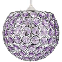 Happy Homewares Modern Round Globe Small Purple Acrylic Bead Jewels Pendant Shade - Size: 18 x 18 x 18cm - Wilko - thumbnail 1