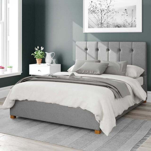 Aspire Hepburn Small Double Grey Eire Linen Ottoman Bed - Aspire Beds - Wilko - image 1