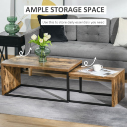 Portland Brown Industrial Nest of Tables Set of 2 - Size: 90 x 48 x 42cm - Wilko - thumbnail 6
