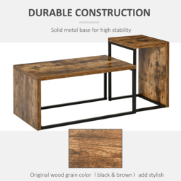 Portland Brown Industrial Nest of Tables Set of 2 - Size: 90 x 48 x 42cm - Wilko - thumbnail 7