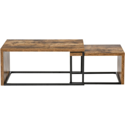 Portland Brown Industrial Nest of Tables Set of 2 - Size: 90 x 48 x 42cm - Wilko - thumbnail 3