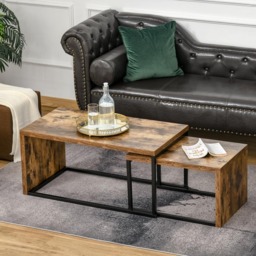 Portland Brown Industrial Nest of Tables Set of 2 - Size: 90 x 48 x 42cm - Wilko - thumbnail 5