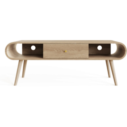 GFW Vionna Single Drawer Single Shelf Natural Oak Curved TV Unit - Size: 50 x 140 x 38.5cm - Wilko - thumbnail 5