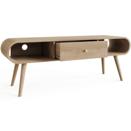 GFW Vionna Single Drawer Single Shelf Natural Oak Curved TV Unit - Size: 50 x 140 x 38.5cm - Wilko - thumbnail 4