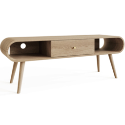 GFW Vionna Single Drawer Single Shelf Natural Oak Curved TV Unit - Size: 50 x 140 x 38.5cm - Wilko - thumbnail 3
