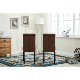 Brown Set of 2 Tufted Button Back Fabric Dining Chair - MCC - Wilko - thumbnail 6