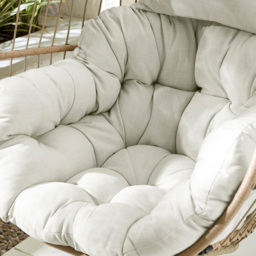 Furniturebox Veza Rattan Light Brown Hanging Egg Chair with Cream Cushion - Size: Single Seater - Wilko - thumbnail 6