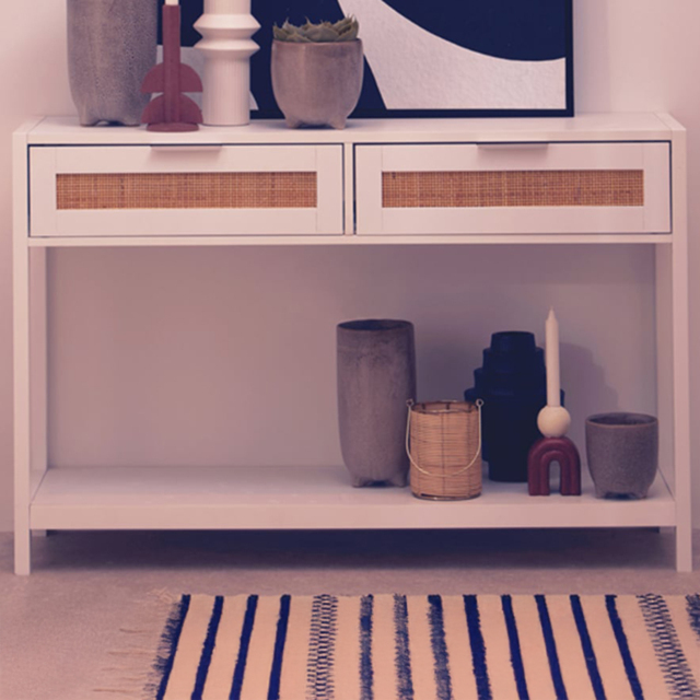 Interiors by Premier Sherman 2 Drawer White Console Table - Size: 116 x 38 x 76cm - Multi - Wilko - image 1