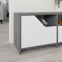 Decortie Nexus 2 Door Single Shelf Retro Grey White Shoe Cabinet - Size: 47 x 105 x 37cm - Multi - Wilko - thumbnail 4