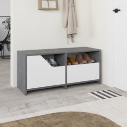 Decortie Nexus 2 Door Single Shelf Retro Grey White Shoe Cabinet - Size: 47 x 105 x 37cm - Multi - Wilko - thumbnail 6