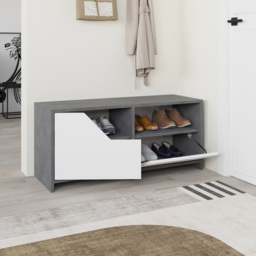 Decortie Nexus 2 Door Single Shelf Retro Grey White Shoe Cabinet - Size: 47 x 105 x 37cm - Multi - Wilko - thumbnail 5