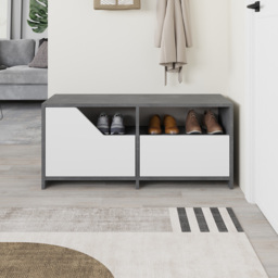 Decortie Nexus 2 Door Single Shelf Retro Grey White Shoe Cabinet - Size: 47 x 105 x 37cm - Multi - Wilko - thumbnail 7