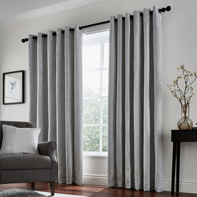 Helena Springfield Roma Lined Silver Eyelet Curtains 168 x 228cm - Size: W 168 x D 229cm - Wilko - image 1
