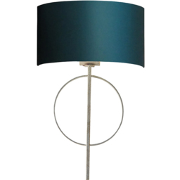 Merano Trento Antique Silver and Teal Satin Fabric Wall Lamp - Size: 14 x 32 x 52cm - Wilko - thumbnail 4