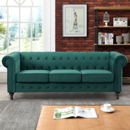 Pelham 3 Seater Green Velvet Sofa - Artemis Home - Wilko