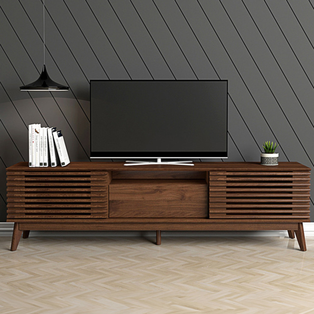 Kudl LV41 Single Door Dark Columbian Walnut TV Cabinet - Brown - Wilko - image 1