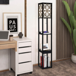 Costway Single Drawer 3 Shelf Tall Storage Floor Lamp with 2 USB Charging Port - Size: 44 x 33 x 29cm - Black - Wilko - thumbnail 3