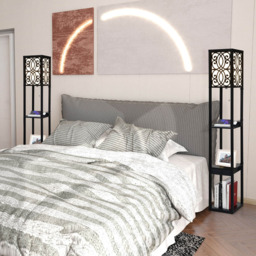 Costway Single Drawer 3 Shelf Tall Storage Floor Lamp with 2 USB Charging Port - Size: 44 x 33 x 29cm - Black - Wilko - thumbnail 5