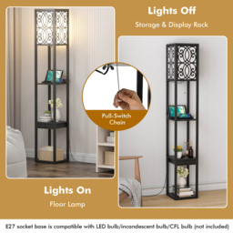 Costway Single Drawer 3 Shelf Tall Storage Floor Lamp with 2 USB Charging Port - Size: 44 x 33 x 29cm - Black - Wilko - thumbnail 6
