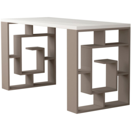 Decortie Labirent Bookshelf Leg Modern Computer Desk White and Mocha Grey - Size: 75 x 137 x 60cm - Multi - Wilko - thumbnail 3
