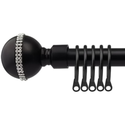 New Edge Blinds 160-300cm Extendable Black Bejewelled Metal Curtain Pole - Size: 160 - 300cm - Wilko