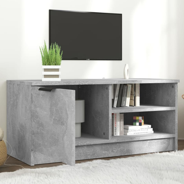 vidaXL Single Door 2 Shelf Concrete Grey TV Cabinet - Size: 36.5 x 80 x 35cm - Wilko - image 1