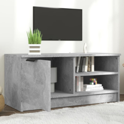 vidaXL Single Door 2 Shelf Concrete Grey TV Cabinet - Size: 36.5 x 80 x 35cm - Wilko - thumbnail 1