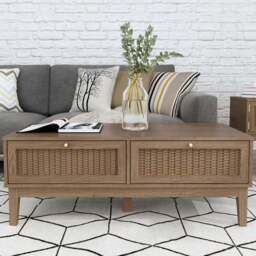 Bordeaux 2 Drawer Oak Effect Coffee Table - Size: 500 x 1102 x 432cm - Brown - LPD Home - Wilko - thumbnail 1