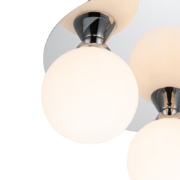 Cosylyte Bowen 3 Light Chrome Opal Glass Flush Ceiling Light - Size: 17 x 30 x 30cm - Silver - Wilko - thumbnail 5