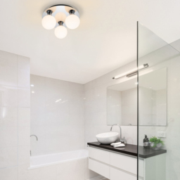 Cosylyte Bowen 3 Light Chrome Opal Glass Flush Ceiling Light - Size: 17 x 30 x 30cm - Silver - Wilko - thumbnail 7