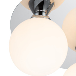 Cosylyte Bowen 3 Light Chrome Opal Glass Flush Ceiling Light - Size: 17 x 30 x 30cm - Silver - Wilko - thumbnail 6
