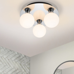 Cosylyte Bowen 3 Light Chrome Opal Glass Flush Ceiling Light - Size: 17 x 30 x 30cm - Silver - Wilko - thumbnail 3