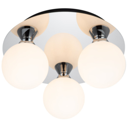 Cosylyte Bowen 3 Light Chrome Opal Glass Flush Ceiling Light - Size: 17 x 30 x 30cm - Silver - Wilko - thumbnail 4