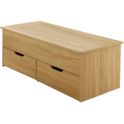 Home Source Bruges 2 Drawer Single Shelf Natural Oak Lift Up Coffee Table - Size: 40 x 105 x 45cm - Brown - Wilko - thumbnail 3