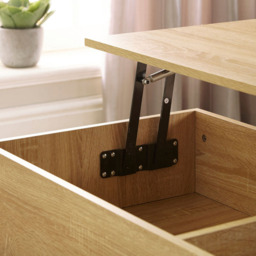 Home Source Bruges 2 Drawer Single Shelf Natural Oak Lift Up Coffee Table - Size: 40 x 105 x 45cm - Brown - Wilko - thumbnail 6