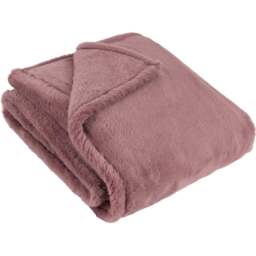 furn. Kallu Mulberry Double-Sided Faux-Fur Throw 150 x 200cm - Size: 200 x 150 x 1cm - Pink - Wilko - thumbnail 1