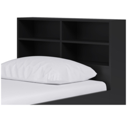 Kudl Single 2 Door 2 Shelf Black Low Cabin Bed with Bookcase Headboard - Wilko - thumbnail 4