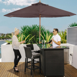 Outsunny Coffee Wooden Parasol 2.5m - Size: 3m - Brown - Wilko - thumbnail 3