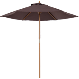 Outsunny Coffee Wooden Parasol 2.5m - Size: 3m - Brown - Wilko